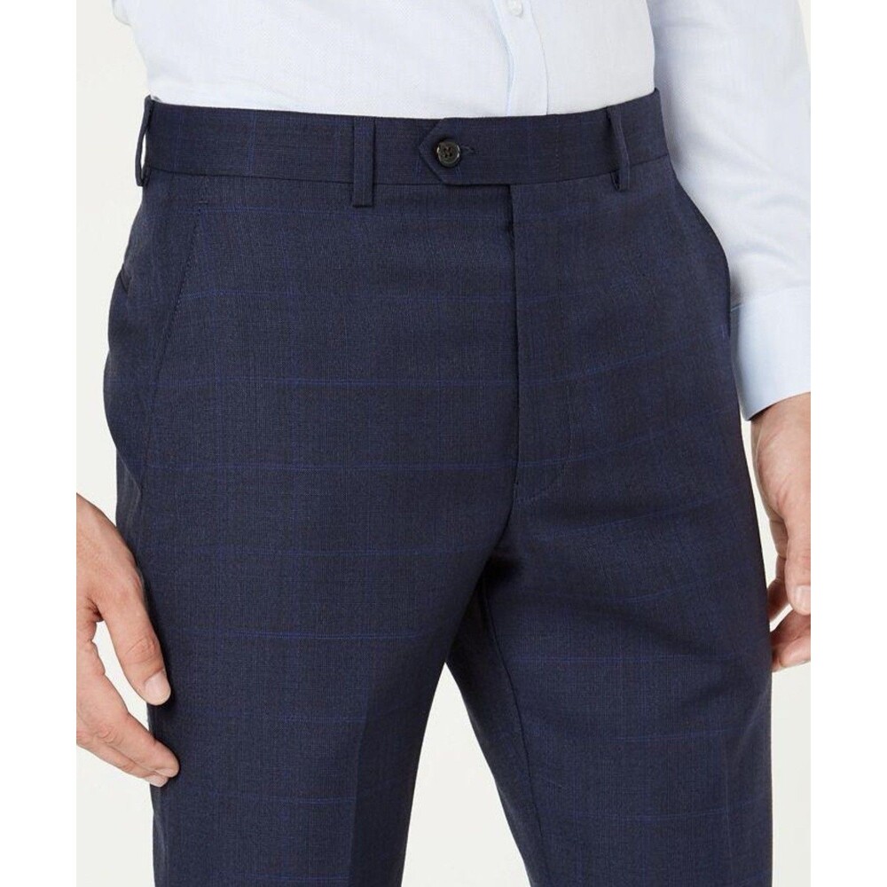 Lauren Ralph Lauren Edgewood Classic-Fit Ultra Flex Navy Plaid Suit Pant 34 X 29
